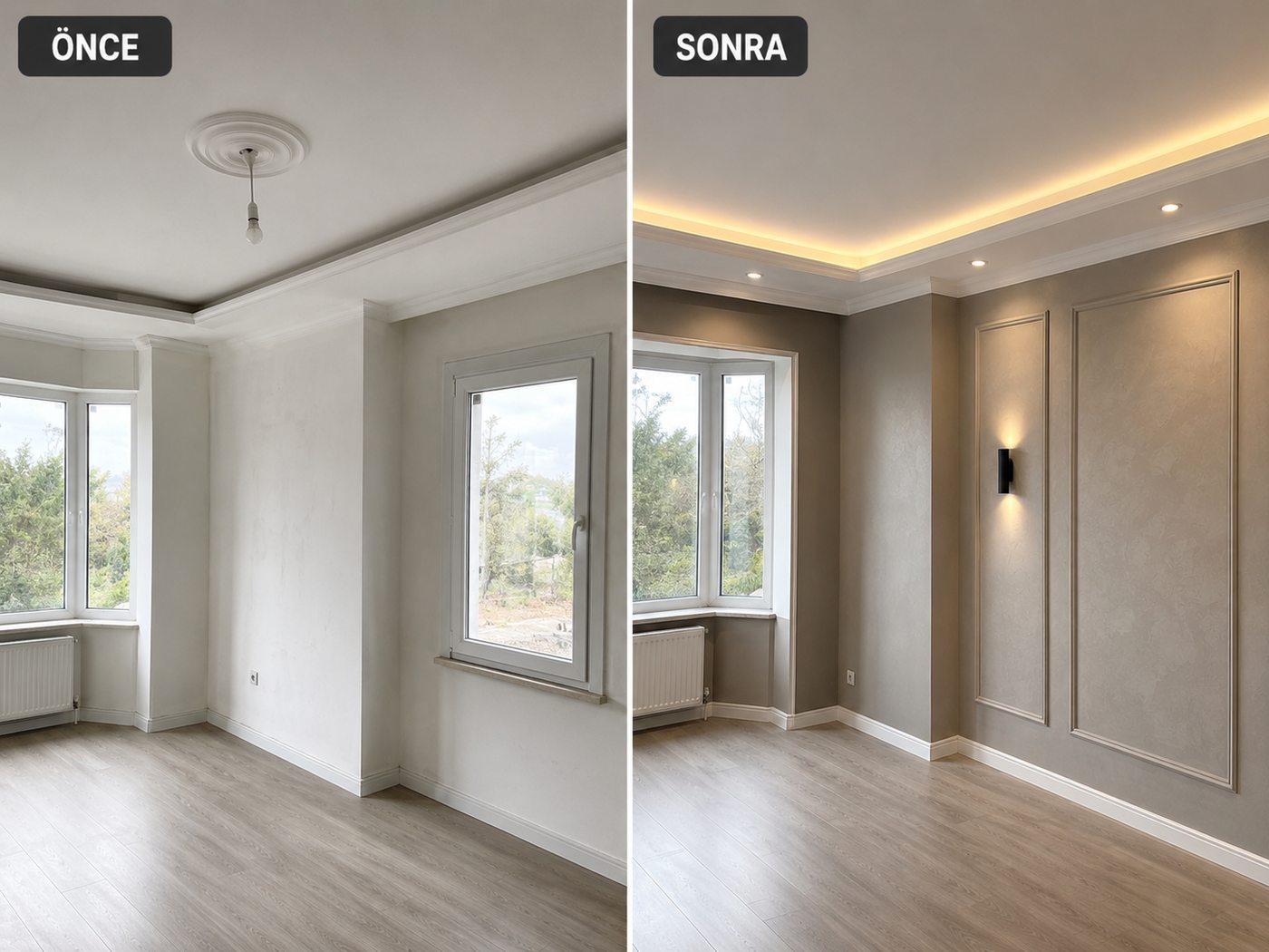 Aliağa iç cephe boya öncesi ve sonrası